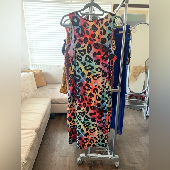 Multicolor leopard print bodycon dress, 3X - Picture 2 of 2